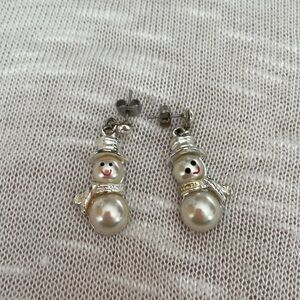 Cute Snowman Pierced Earrings